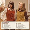 Womens Lacy Crochet Waistcoat Round Neck style32" -38" In double double or chunky Crochet pattern