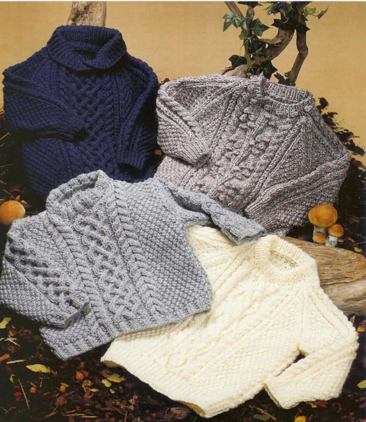 Aran Sweaters Baby Children Knitting Pattern 18–28in PDF