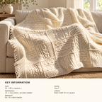 Aran patchwork blanket Throw Afghan- knitted in squares - joined Worsted weight Aran-10 Ply wool 52 x 68" Knitting pattern