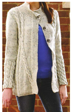 Womans Ladies Aran A Line Cable Swing Jacket 34" 56" ~ Aran 10 Ply Worsted Knitting Pattern PDF Instant download