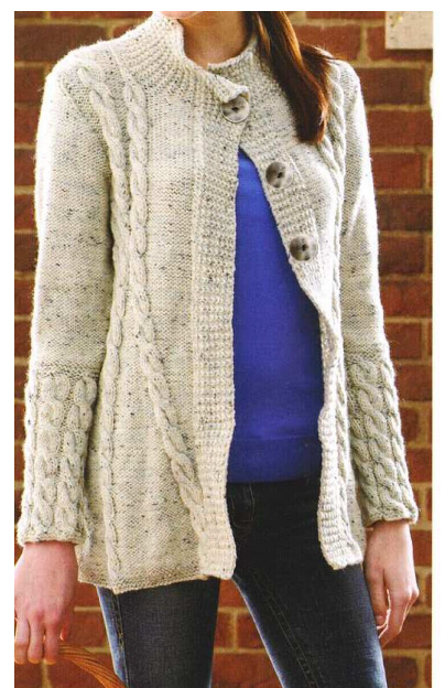 Womans Ladies Aran A Line Cable Swing Jacket 34" 56" ~ Aran 10 Ply Worsted Knitting Pattern PDF Instant download