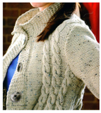 Womans Ladies Aran A Line Cable Swing Jacket 34" 56" ~ Aran 10 Ply Worsted Knitting Pattern PDF Instant download