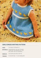 Baby Girl- Sleeveless Picot &  Embroidered Ducks yoke dress  in 8ply DK Yarn Fits from 19-21"