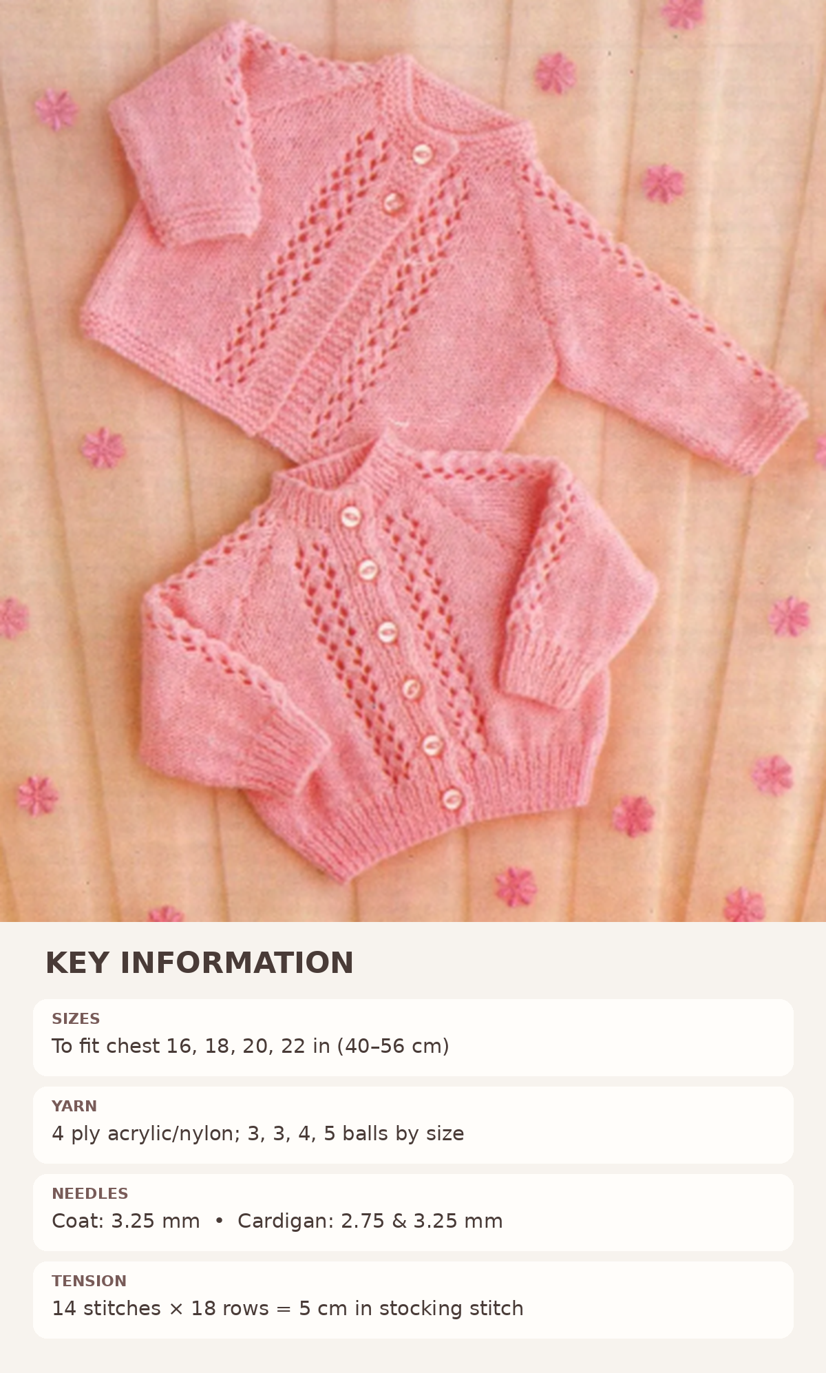 Vintage Baby Matinee Coat Knitting Pattern, Easy Knit, 4 Ply (PDF Download)