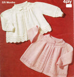 Vintage Baby Knitted Matinee Jacket Pattern - 4 Ply Yoked Style (PDF Pattern) 3-6 months