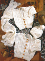 Baby Cardigans Hat & Scarf DK Knitting Pattern 18–26" PDF