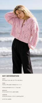 Ladies Cropped Cable - Leaves chunky Jacket-Cardigan 30-38ins Chunky wool- Instant Download Knitting Pattern PDF