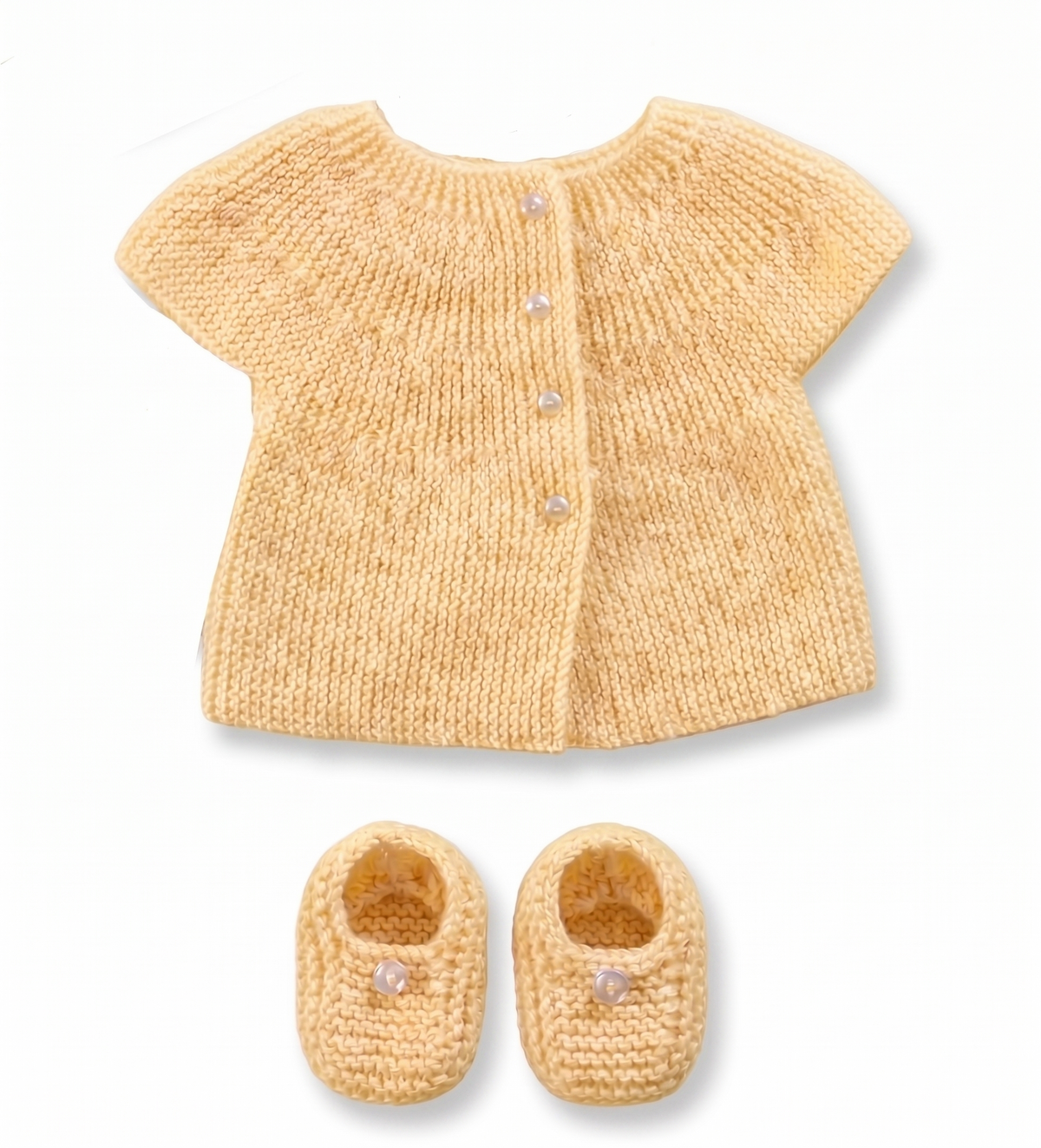 Baby sleeveless cardigan and Slippers in 4 ply fits 1-6 months, knitting pattern pdf