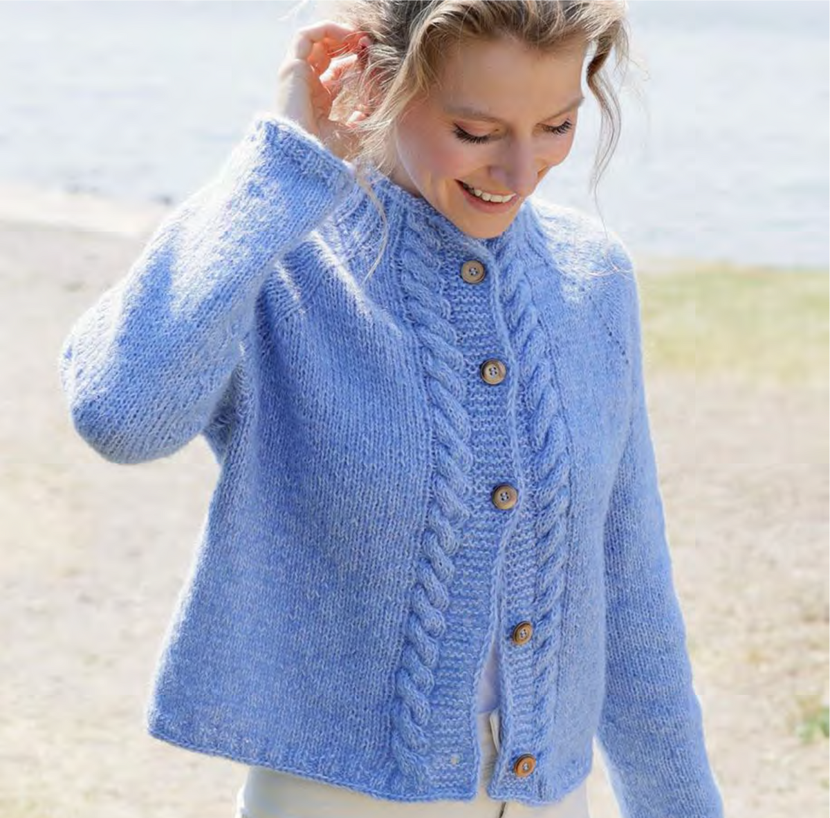 Womens Cable Cardigan Knitting Pattern PDF Top Down Raglan S–XXXL