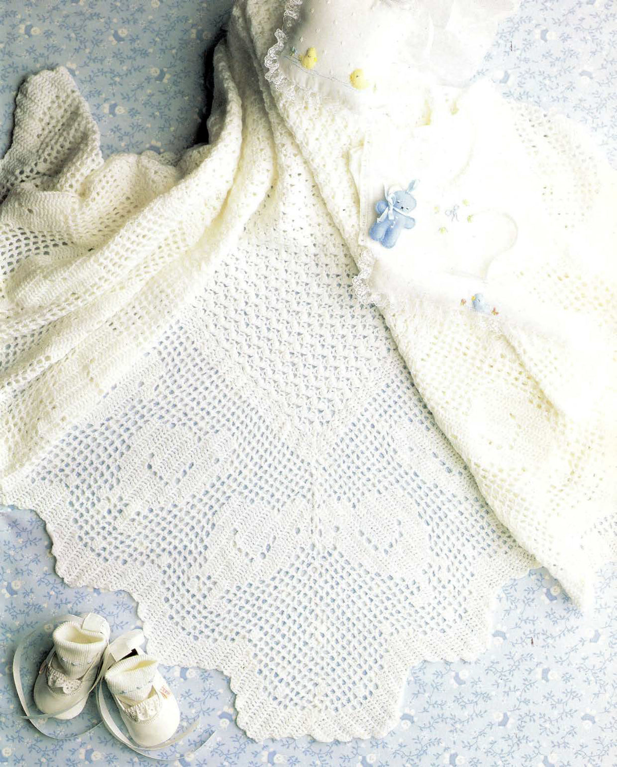 crochet shawl pattern, suitable for a baby or christening shawl. 3 ply Crochet Pattern