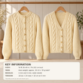 Woman's Aran Cable-Short Cropped-Cardigan Aran 10 Ply Worsted wool - fits 30-40" chest. Knitting Pattern