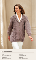 Woman's Shawl Collared Bobble jacket -  V neck longline DK 8Ply Light worsted- Sizes 30" - 40" Knitting Pattern PDF instant download