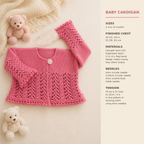 Girl's Baby Jacket Cardigan- picot edges lace pattern  Sport - 5 ply Ply- 20" - 24" ( 3-12 months)-- Knitting Pattern Download PDF