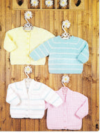 Baby easy Knit  Cardigans and sweaters in DK-8ply light worsted wool- fits chest 14-22 inches Knitting pattern