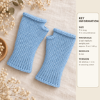 KNITTING PATTERN -very easy Beginners fingerless gloves- wrist warmers- Aran wool- 7" long-  download