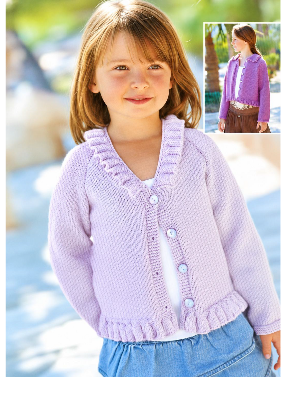 Girls Cardigan Knitting Pattern PDF Download | Raglan V Neck & Round Neck Cardigans | Ages 1-12 Years | 24-34 Inch Chest | DK 8 Ply Yarn