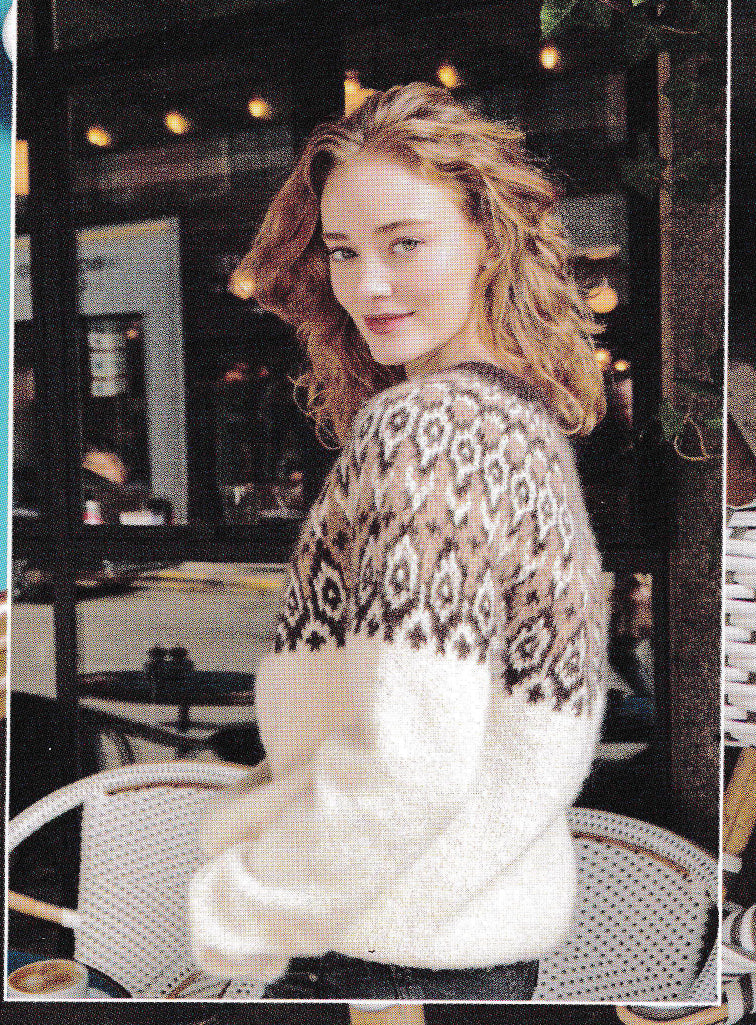 Fair Isle Norwegian Sweater Traditional Round Neck Top down jumper  Bust 32-50" ~ PDF Knitting Pattern Download- with Chart 10 ply worsted