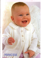Princess Baby Cardigan Knitting Pattern – 4 Ply – Ages 3–12 Months – PDF