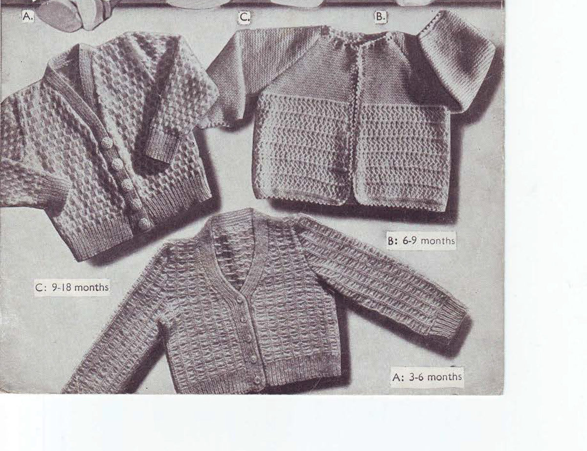 Vintage Baby Cardigans  3 styles in 3ply. (PDF Download) 3-18 month sizes