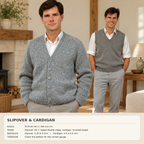Man's Easy Cardigan - Waistcoat Raglan sleeves- Knitted in DK 8Ply Light worsted wool chest 34-44ins- PDF Knitting Pattern Instant Download