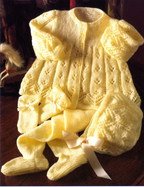 Baby Girl Round Neck Jacket- coat Leggings  Mitts & Hat Lacy pattern 16" - 22" 4Ply Fingering Knitting Pattern PDF download