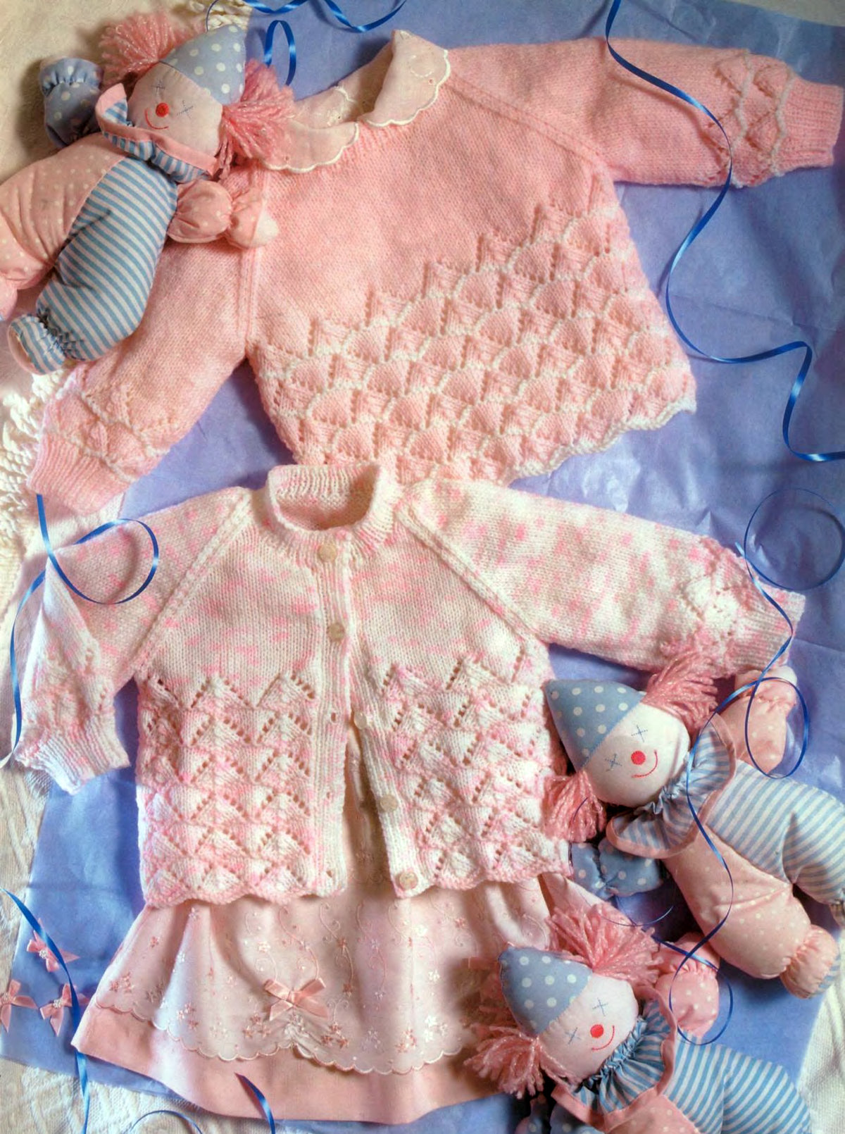 Baby vintage cardigan and sweater 16-22" in 4ply knitting pattern