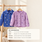 Girls Embroidered Flower Raglan Cardigan Knitting Pattern (PDF Download)