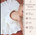 Square Crochet baby shawl, vintage design,  scalloped border 4ply Fingering sport  wool  Crochet pattern Download PDF