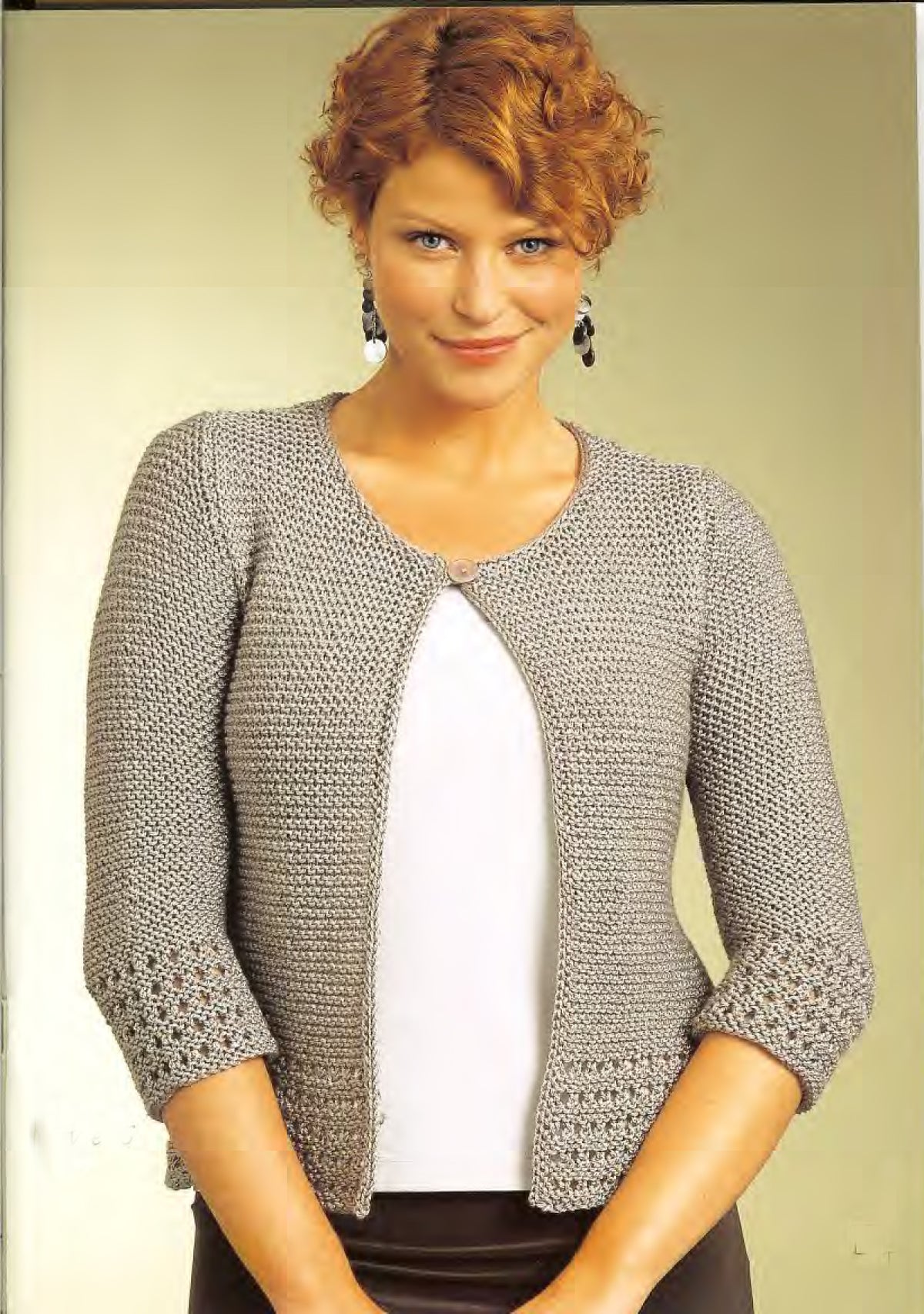 Ladies 8 Ply Knitting Pattern Eyelet Trim Cardigan Jacket XS–XXL PDF