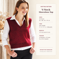 Womens Easy Beginner V Neck sleeveless  Slipover Sweater Vest  32"-38" Aran 10 Ply Worsted Wool Knitting Pattern PDF download