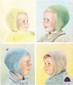 Baby Hats-Balaclava 4styles-Easy Knit Hats - up to 18 months DK 8 Ply 3 ply and fuzzy wuzzy yarn Knitting Pattern PDF download  ENGLISH PATTERN- 2 NEEDLES