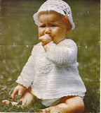 Crochet Pattern- Baby smock dress with beanie hat in DK 8 ply 18-22 CHEST