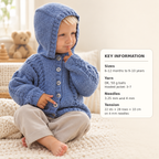 Girl's Baby Swing Jacket Cardigan- Cable Front-collar DK Merino  8Ply- 62-92 cm ( 0-24 months)-- Knitting Pattern Download PDF