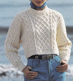 Woman's Aran Cable-Short Cropped-Sweater Aran 10 Ply Worsted wool - fits 32-40" chest Knitting Pattern.