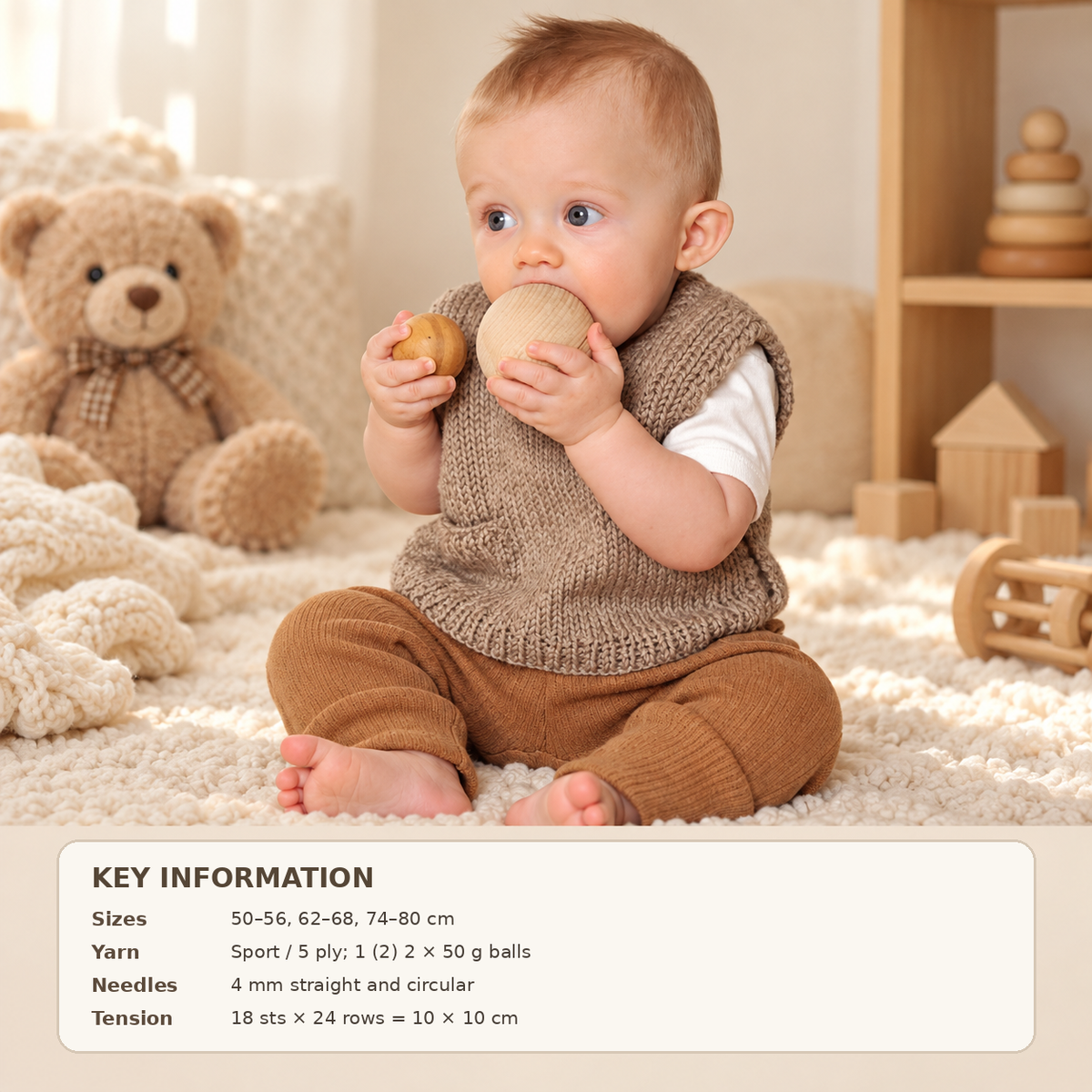 Baby Children's Knit Tank Top Slipover Knitting Pattern (PDF Download)