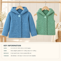Girl's  Cropped Style  Hooded Easy Knit Coat Jacket & Gilet 22 - 32 in 2-13 years Download PDF Knitting Pattern- Aran 10 Ply Worsted yarn