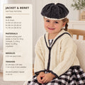 Girl's Textured Sailor Collar Cardigan-Jacket  & beret Knitting Pattern -fits chest 20-30" (6m-10)  DK (8 PLY) PDF download