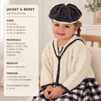 Girl's Textured Sailor Collar Cardigan-Jacket  & beret Knitting Pattern -fits chest 20-30" (6m-10)  DK (8 PLY) PDF download