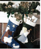 Christmas Stocking Knitting Patterns PDF, Santa, Snowman, Teddy Bear, Angel & Shepherd, 5 Designs, Worsted Yarn