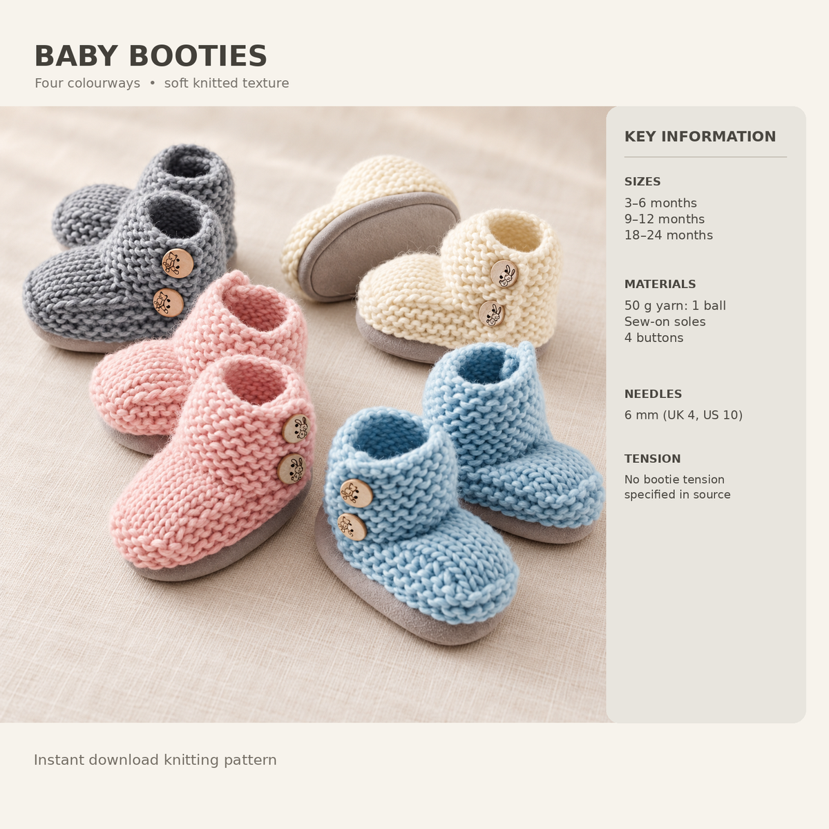 Easy Knit Chunky Slippers Knitting Pattern Knitted on 2 Needles Chunky Bulky wool Knitting pattern Download PDF slipper socks 3 - 24 months