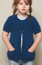 Girls Short Sleeve Cardigan Vest Knitting Pattern 5 Ply Ages 2–10 PDF