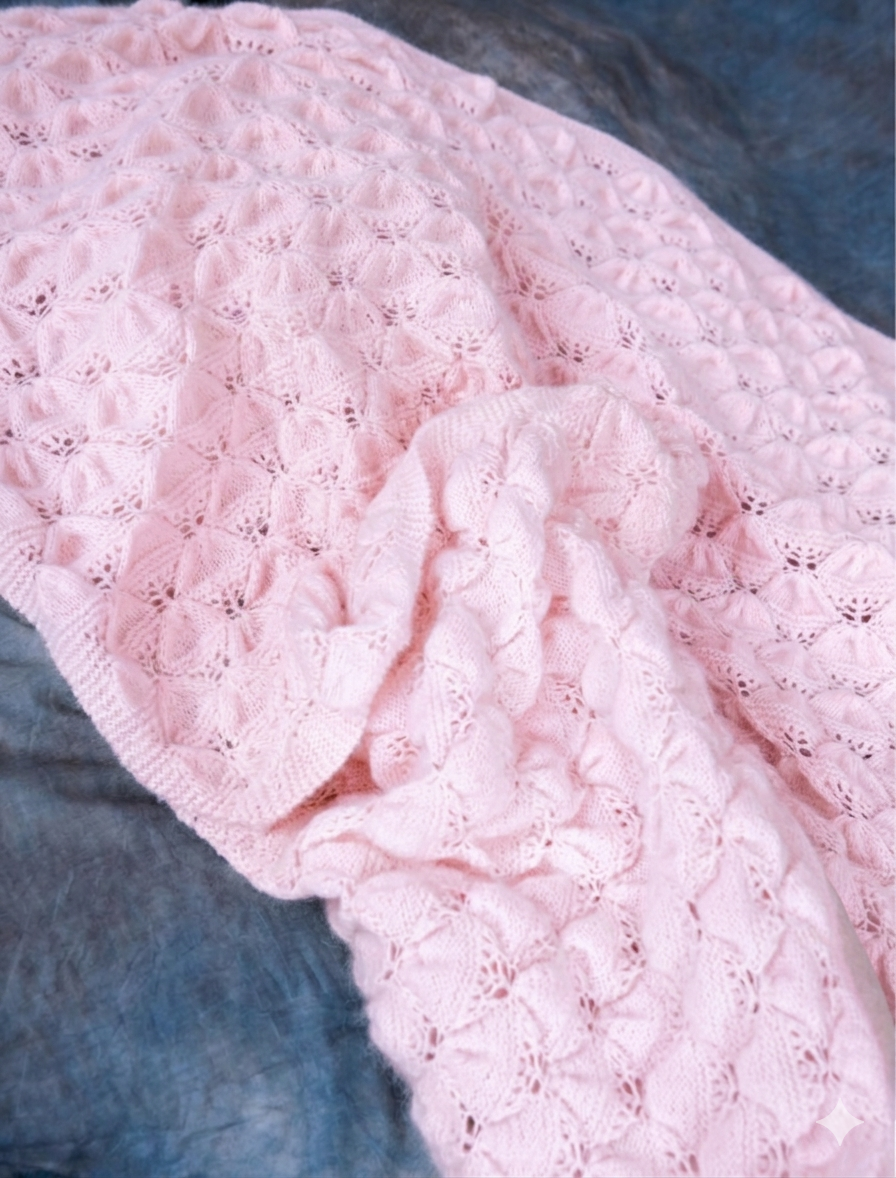 Baby Shawl Knitting Pattern PDF – Lace Baby Blanket – Intermediate – 69 x 89 cm –
