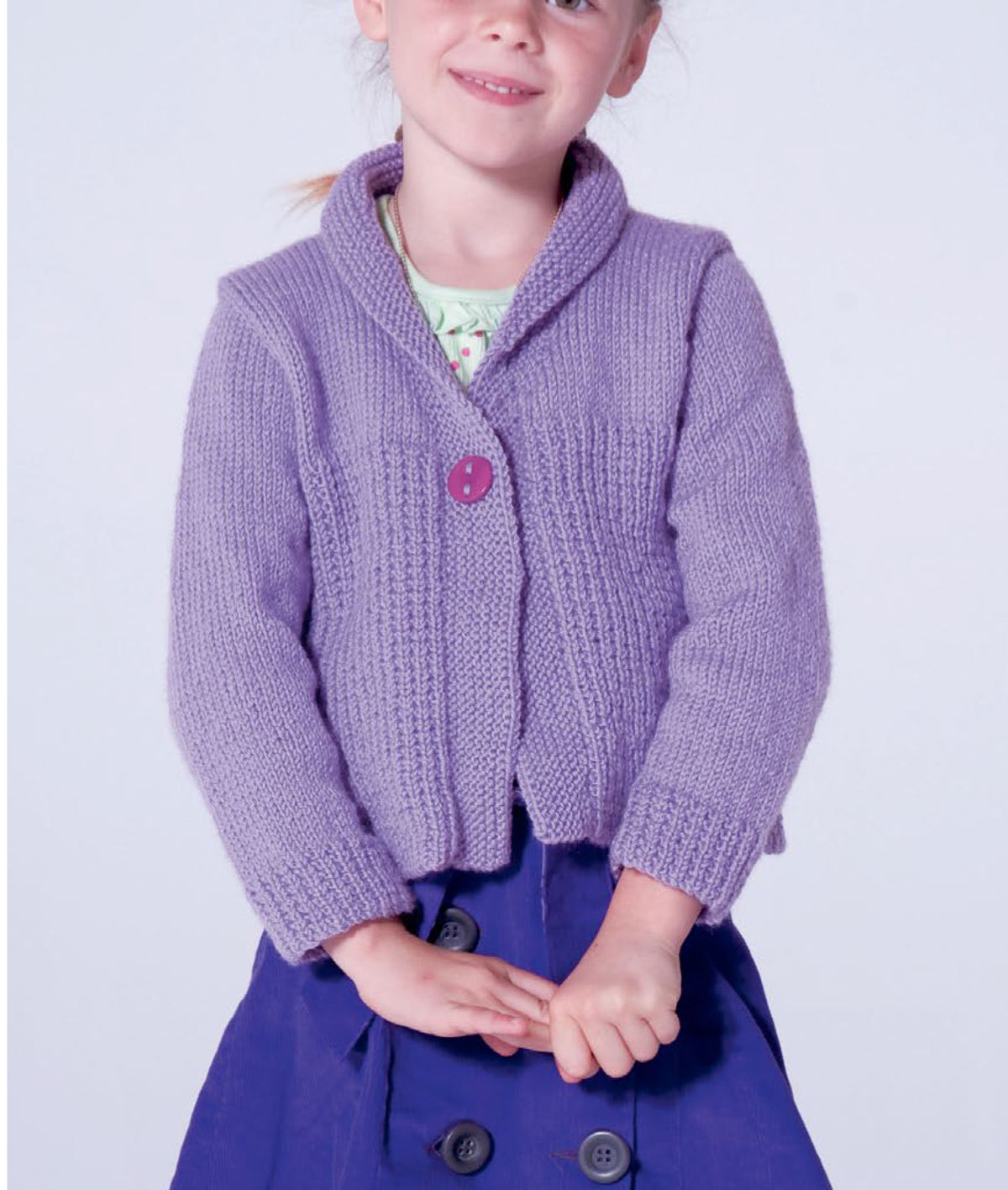 Little Girls Jacket Knitting Pattern – Easy Knit Collar Cardigan (PDF Download)