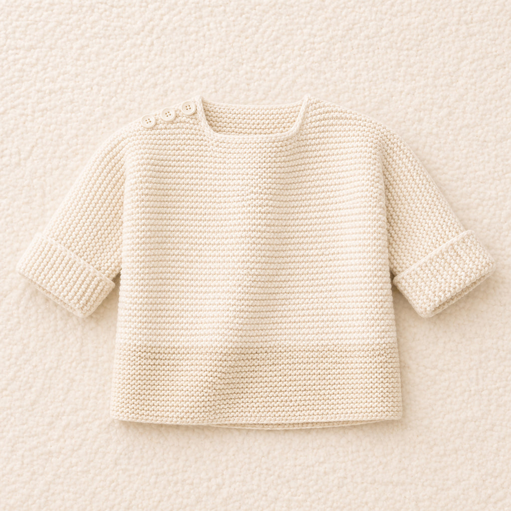 Beginner Garter Stitch sweater  Knitting Pattern – Button Shoulder, 4ply