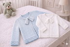 Girls Garter Stitch Yoked Bow Sweater Jumper -  Birth- 3 Years DK 8 Ply Light Worsted Knitting Pattern PDF download- Knitted flat to yoke (Copy)