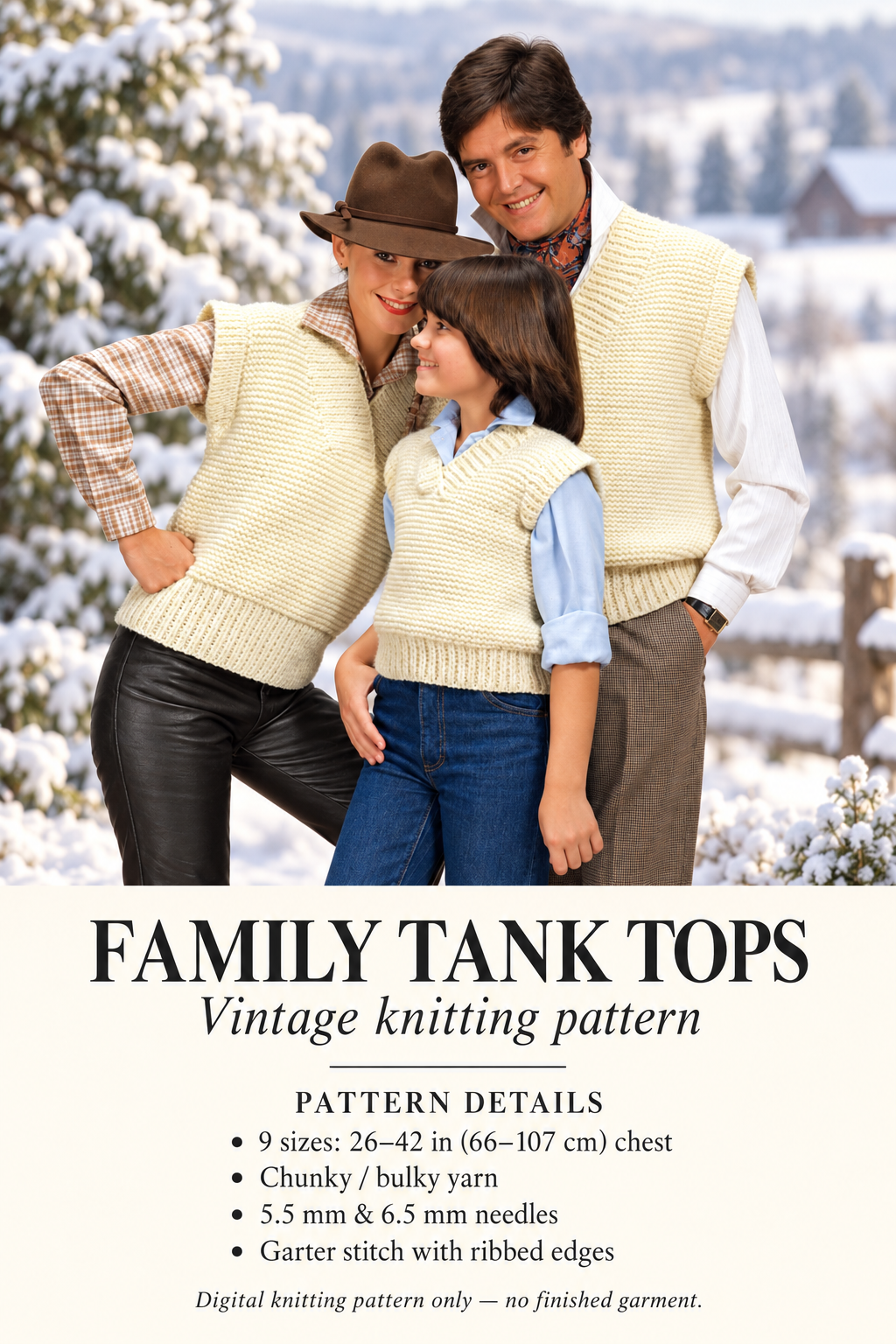 Family Tank Tops – Vintage Chunky Knitting Pattern