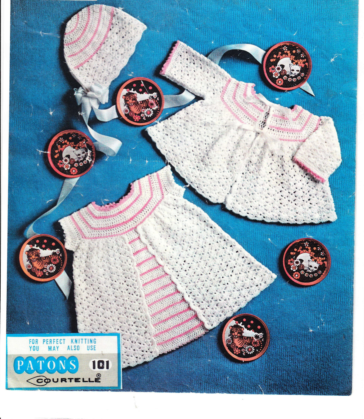 Baby Crochet Pattern Dress Coat & Bonnet Set 3 Ply 18” PDF