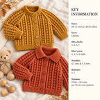 Chunky Baby Textured Raglan Cardigans round neck- collared  in Chunky Bulky Wool chest 22"- 28 chest Knitting Pattern download PDF