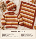 Baby Stripe Jumper Sweater Helmet & Blanket, side  button neck fastening- DK 8Ply Light worsted Knitting pattern download pdf 18 -26" chest