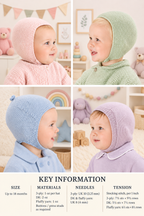 Baby Hats-Balaclava 4styles-Easy Knit Hats - up to 18 months DK 8 Ply 3 ply and fuzzy wuzzy yarn Knitting Pattern PDF download  ENGLISH PATTERN- 2 NEEDLES